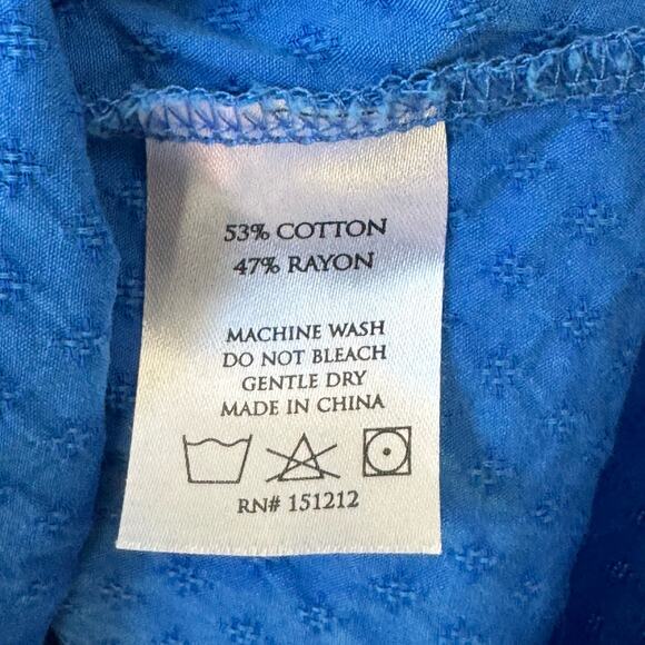 Michelle McDowell Top L Blue Textured Cotton Olivia Havelock Off-the Shoulder - Picture 5 of 8